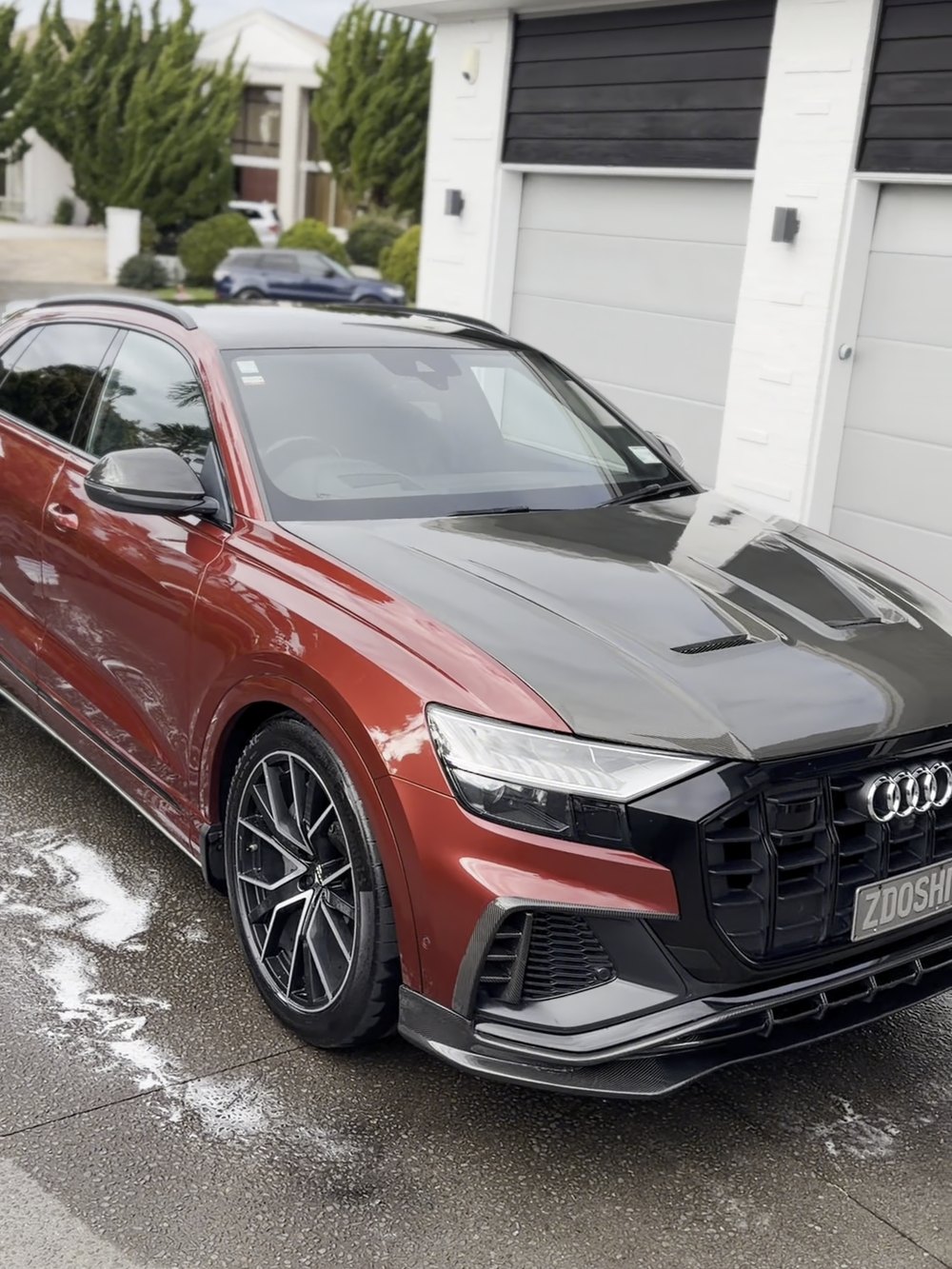 Audi Q8 side profile showing paint clarity after detailing